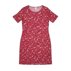 LuLaRoe Fall Julia Dress 2XL Red Cream Floral Damask Short Sleeve  Midi NWT